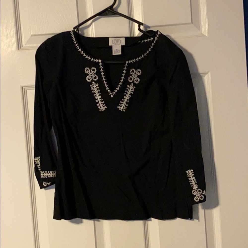 LOFT Embroidered Peasant Shirt